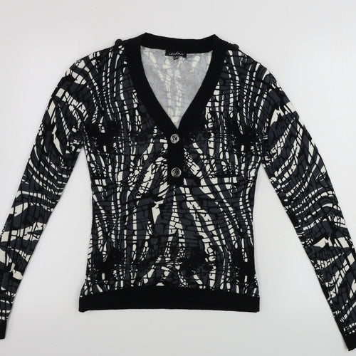 Leo Guy Womens Black Geometric  Pullover Jumper Size M