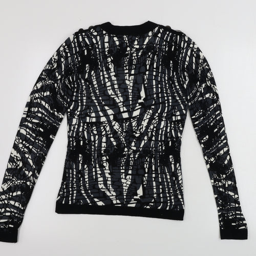 Leo Guy Womens Black Geometric  Pullover Jumper Size M