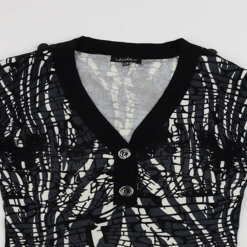 Leo Guy Womens Black Geometric  Pullover Jumper Size M