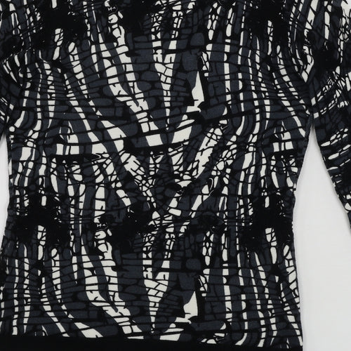 Leo Guy Womens Black Geometric  Pullover Jumper Size M