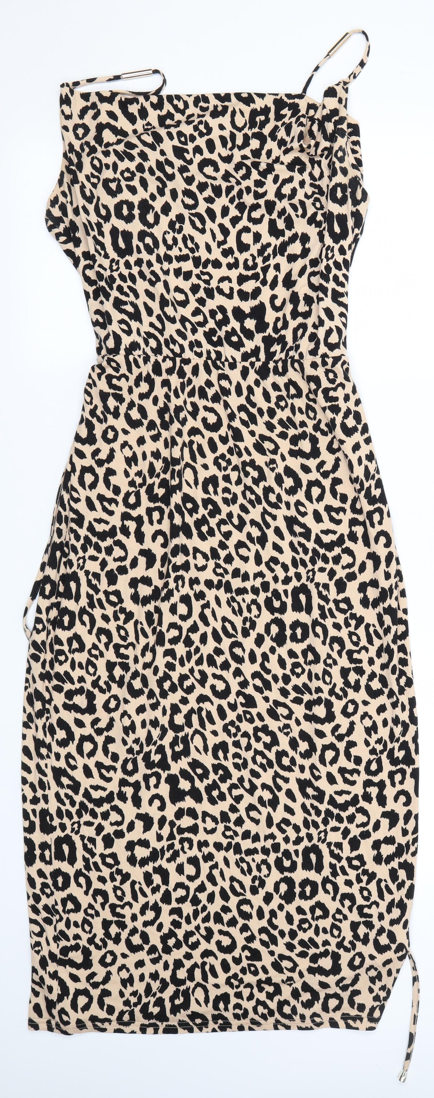 Oasis Womens Brown Animal Print  Pencil Dress  Size S