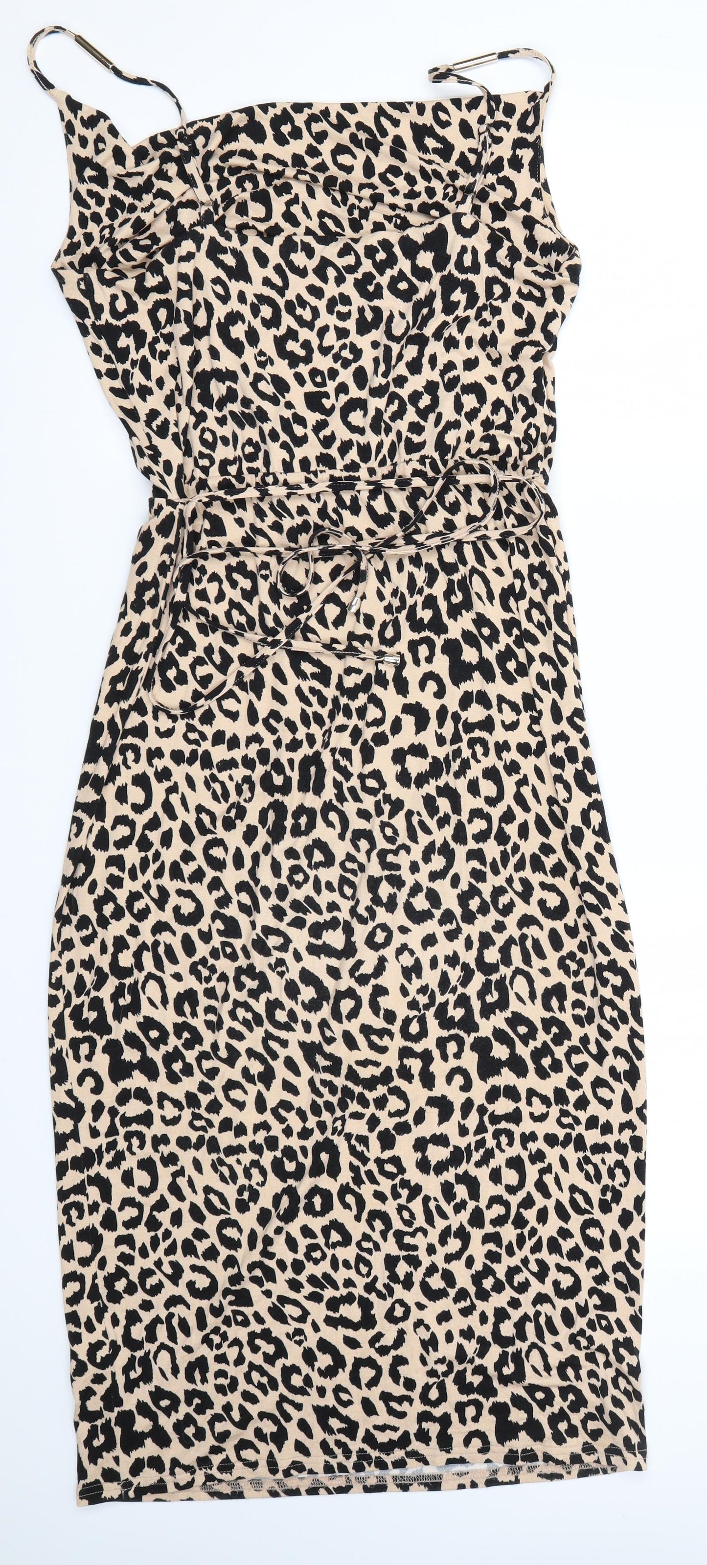 Oasis Womens Brown Animal Print  Pencil Dress  Size S