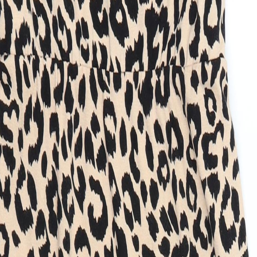 Oasis Womens Brown Animal Print  Pencil Dress  Size S