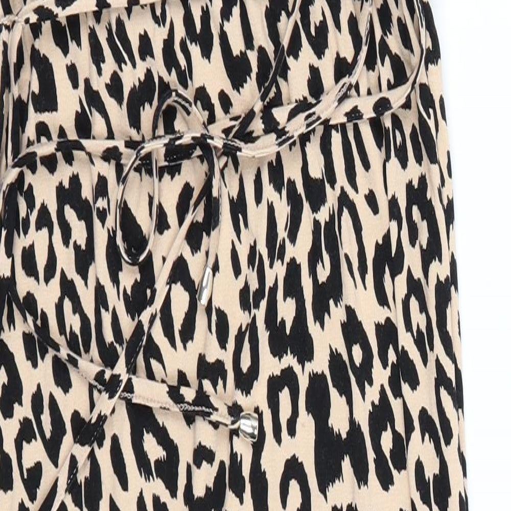 Oasis Womens Brown Animal Print  Pencil Dress  Size S