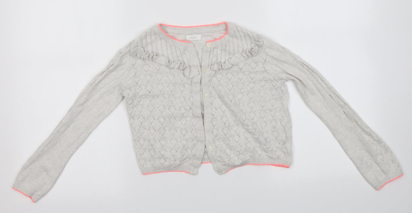 NEXT Girls Grey   Cardigan Jumper Size 8 Years