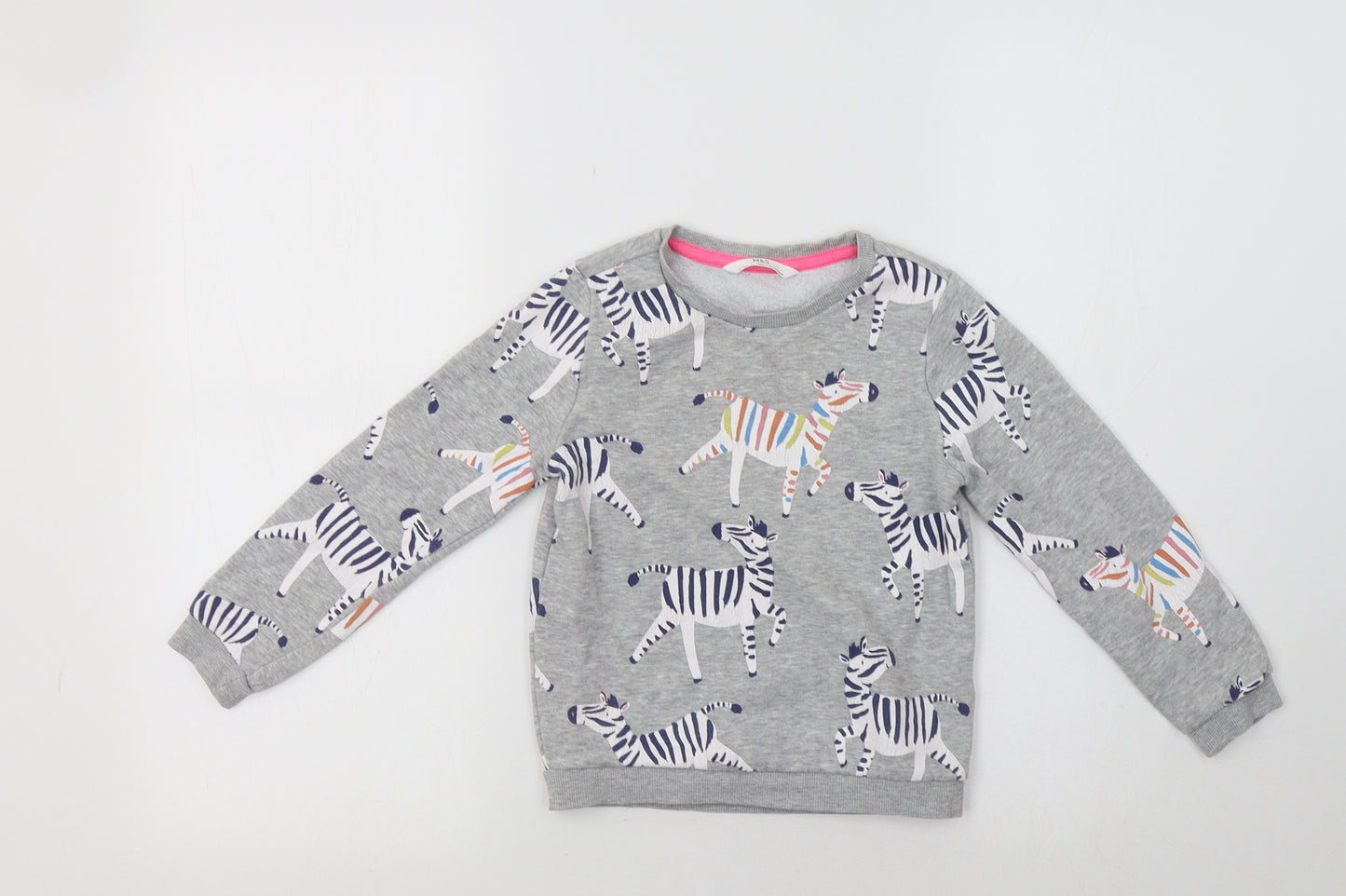 M&S Girls Grey   Pullover Sweatshirt Size 4-5 Years  - Zebra Print