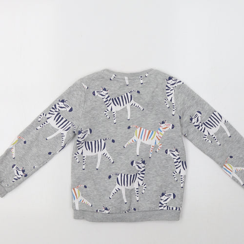 M&S Girls Grey   Pullover Sweatshirt Size 4-5 Years  - Zebra Print