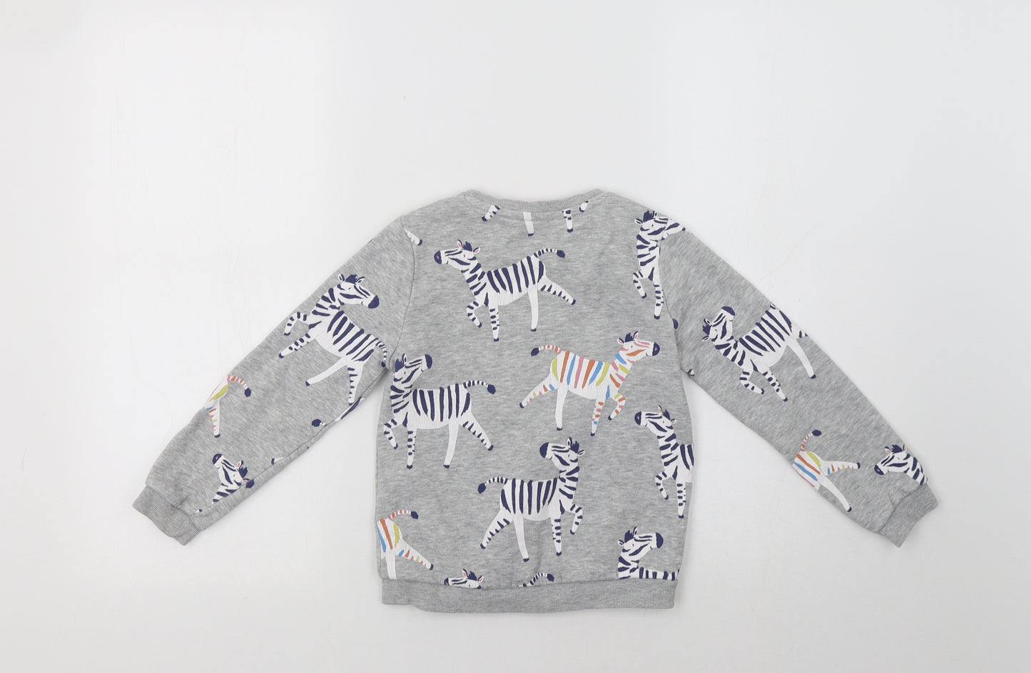 M&S Girls Grey   Pullover Sweatshirt Size 4-5 Years  - Zebra Print