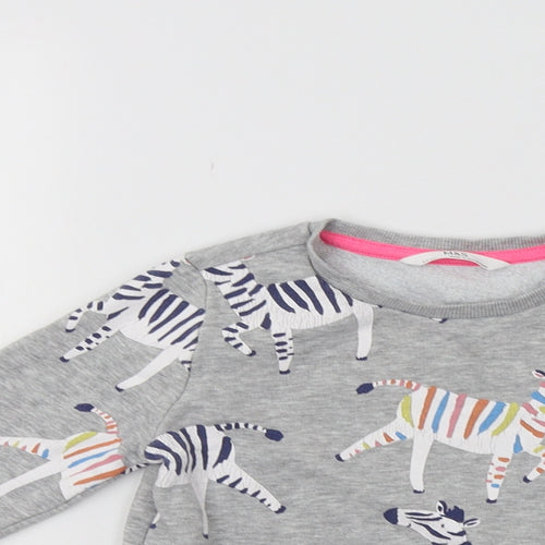 M&S Girls Grey   Pullover Sweatshirt Size 4-5 Years  - Zebra Print