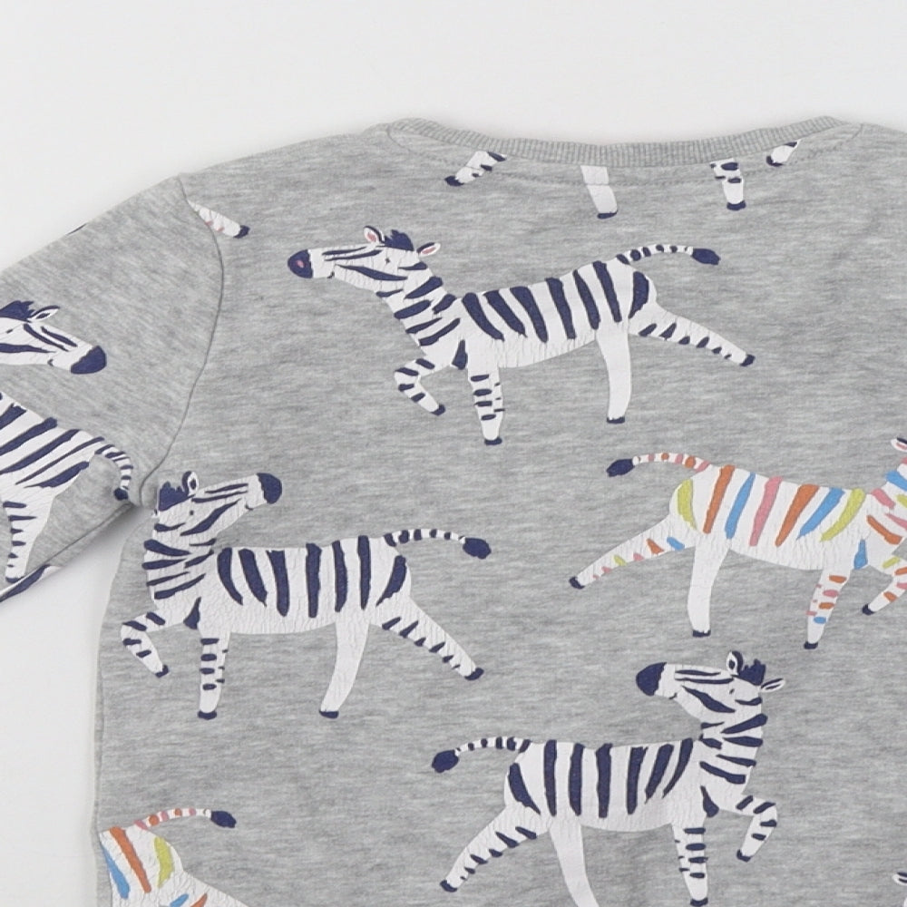 M&S Girls Grey   Pullover Sweatshirt Size 4-5 Years  - Zebra Print