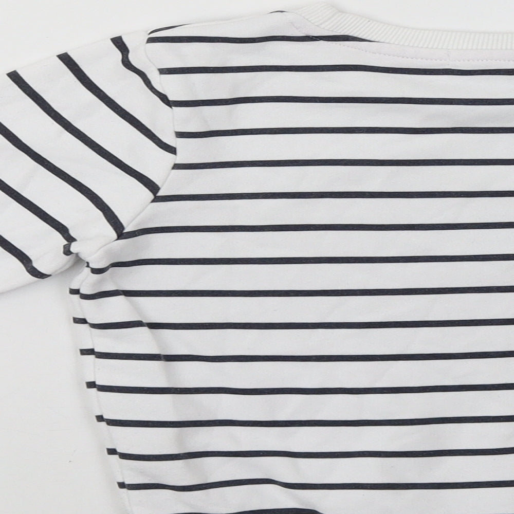 Primark Girls White Striped  Pullover Sweatshirt Size 5-6 Years  - Heart