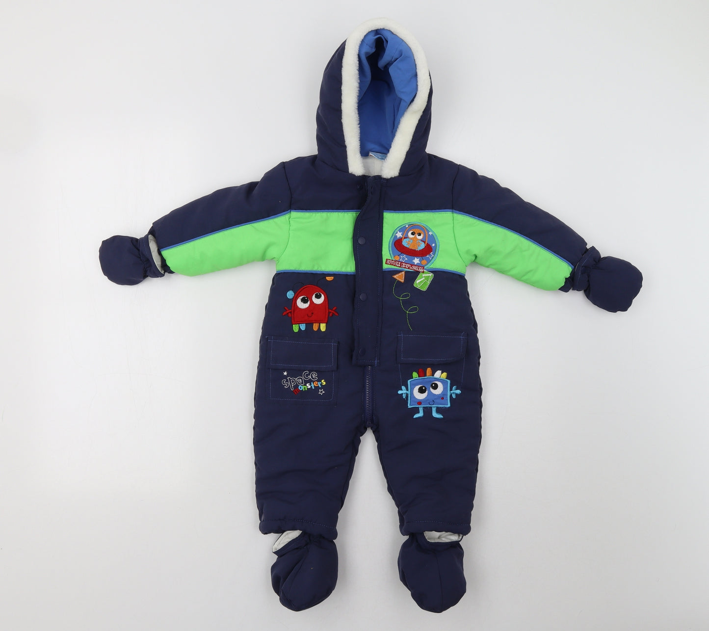 Rock & Bye Baby Blue Colourblock   Snowsuit Size 9-12 Months