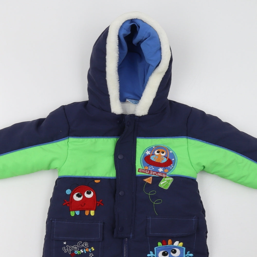 Rock & Bye Baby Blue Colourblock   Snowsuit Size 9-12 Months