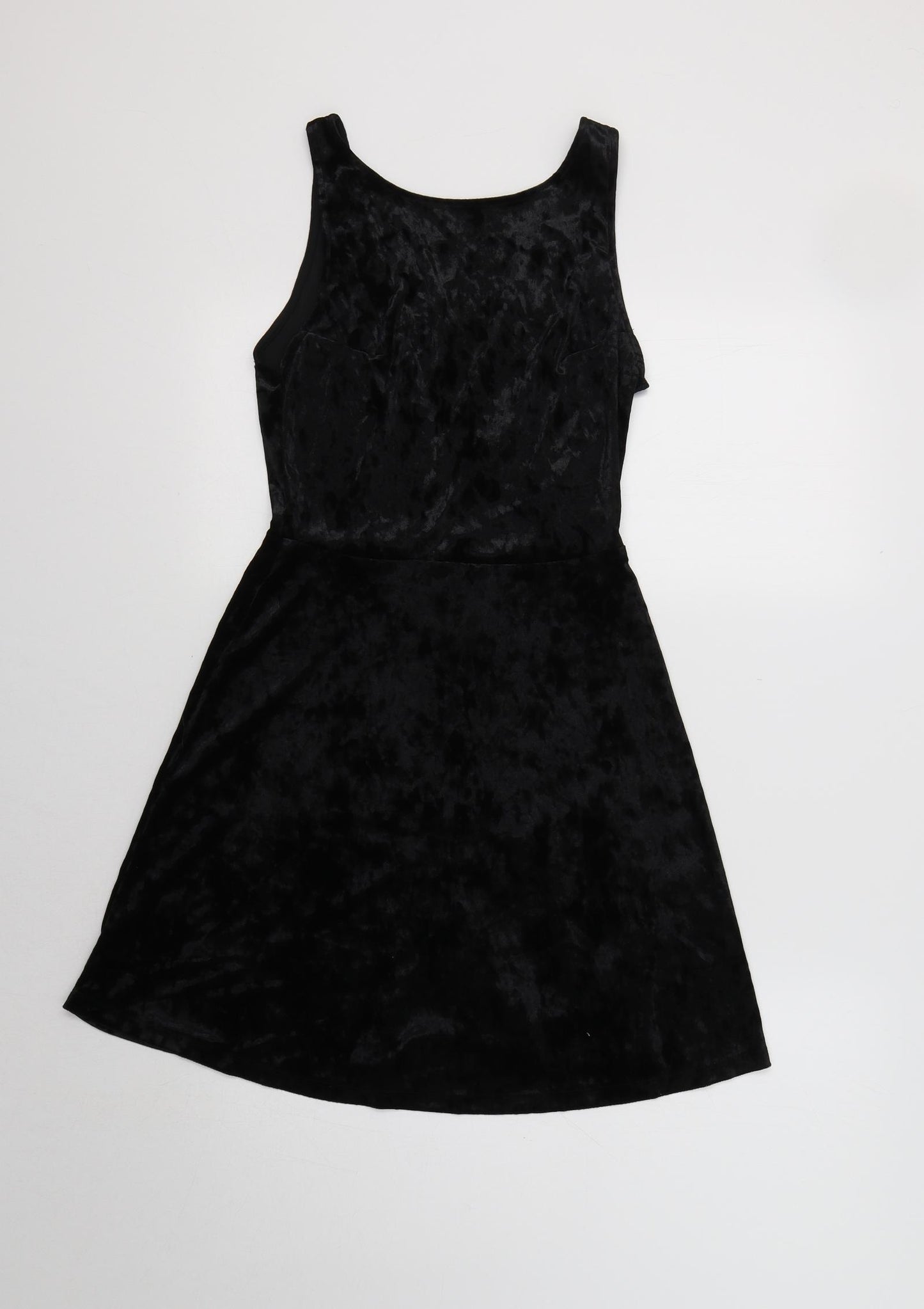 H&M Womens Black  Velour Fit & Flare  Size 10