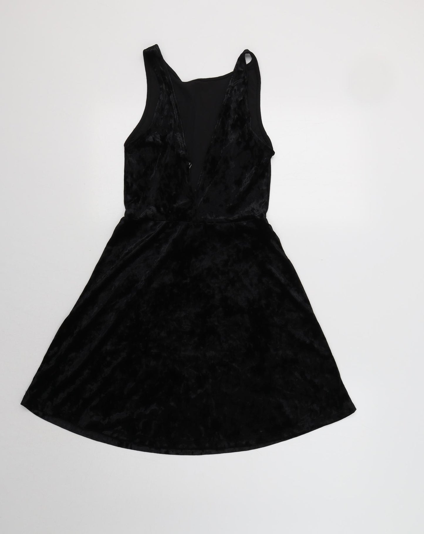 H&M Womens Black  Velour Fit & Flare  Size 10