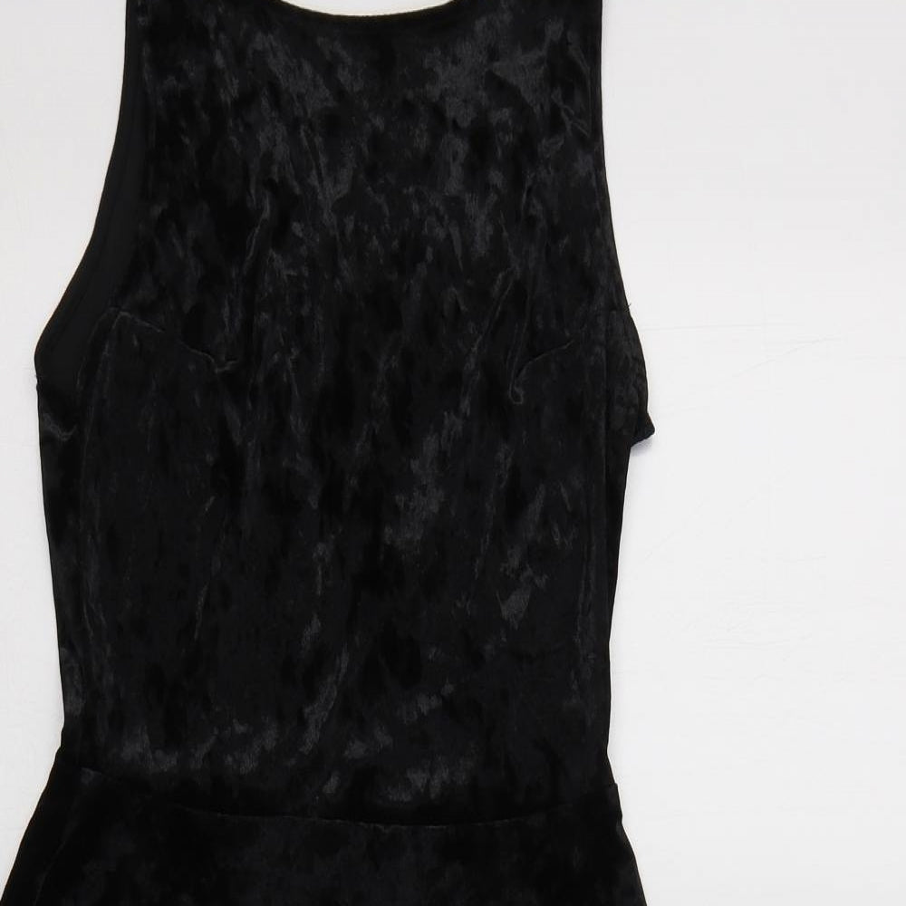 H&M Womens Black  Velour Fit & Flare  Size 10