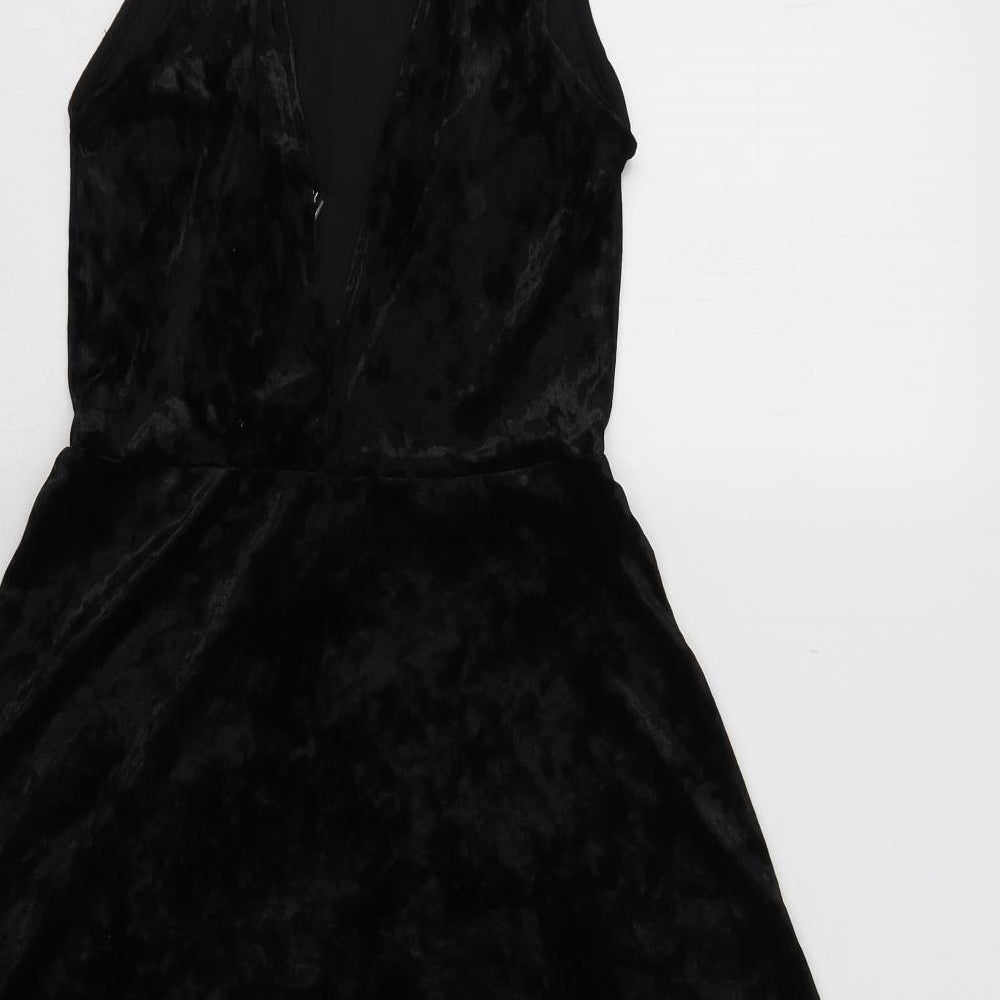 H&M Womens Black  Velour Fit & Flare  Size 10