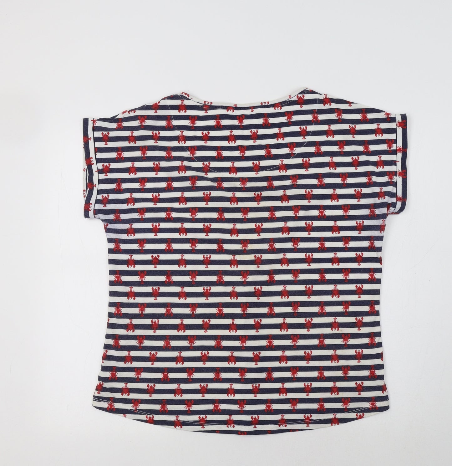 George Womens Blue Striped  Basic T-Shirt Size 12  - Lobster Print