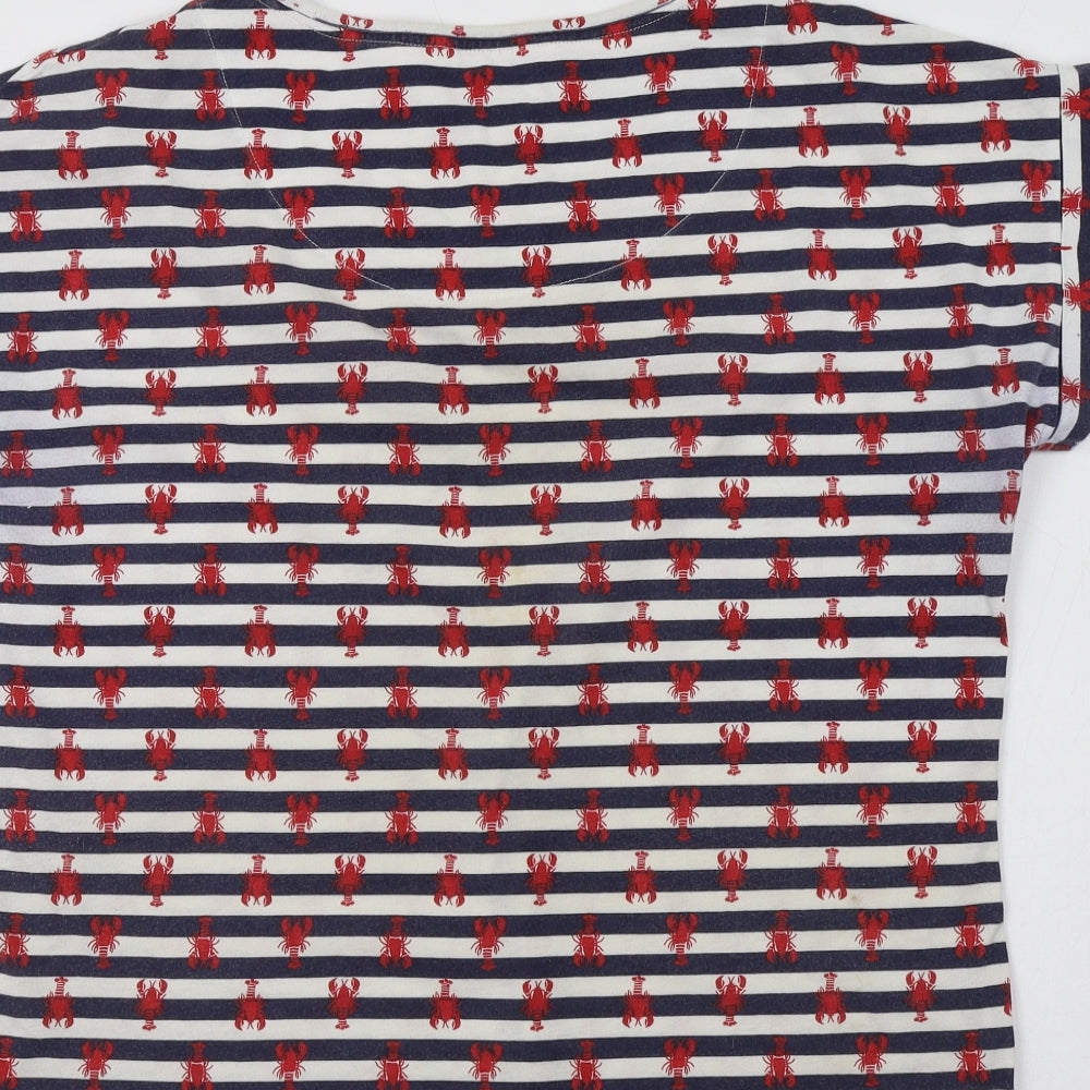 George Womens Blue Striped  Basic T-Shirt Size 12  - Lobster Print
