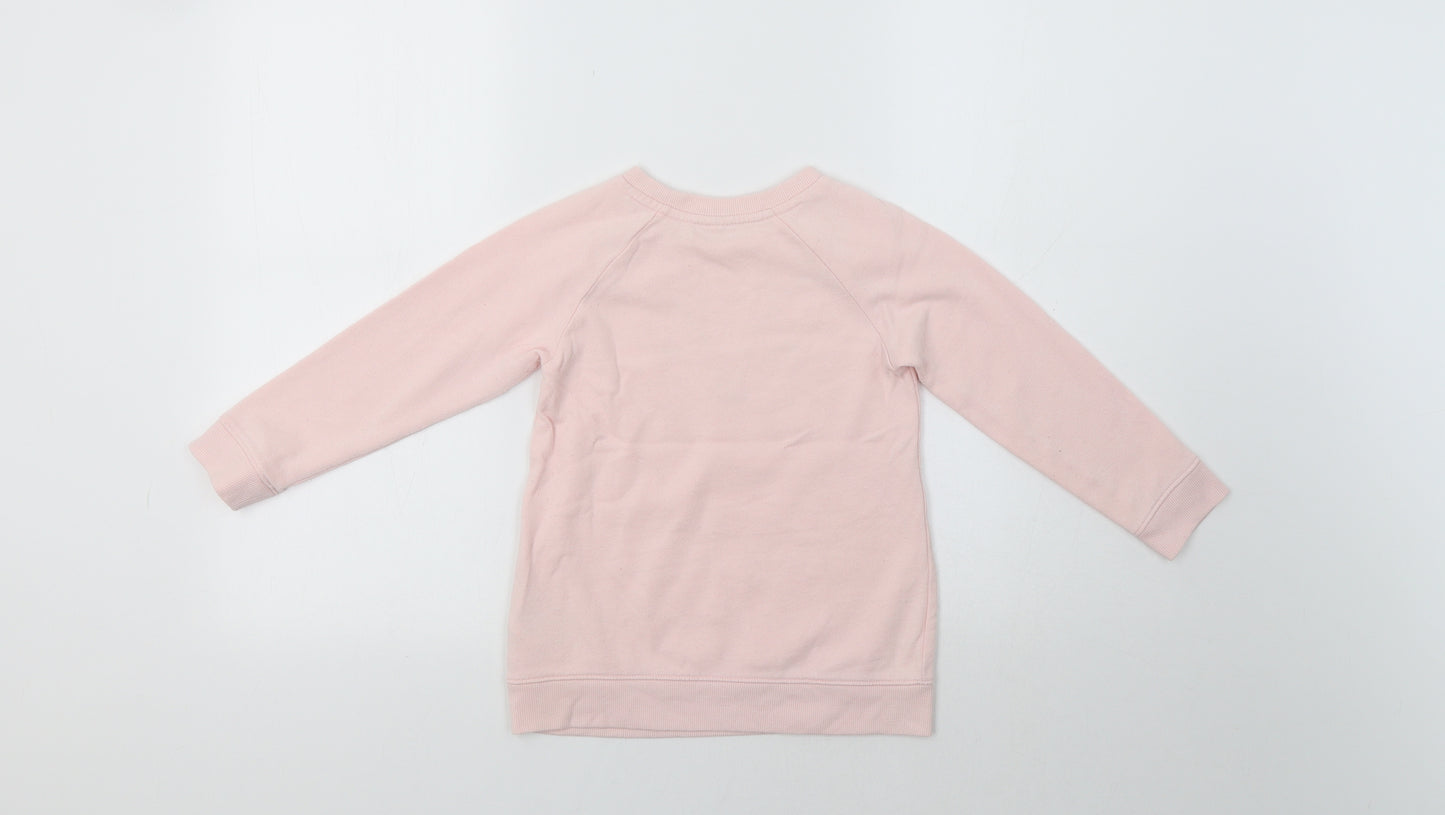H&M Girls Pink   Pullover Sweatshirt Size 5 Years  - Rudolph