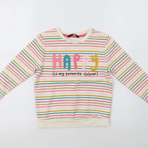 George Girls Multicoloured Striped  Pullover Sweatshirt Size 5-6 Years  - Happy