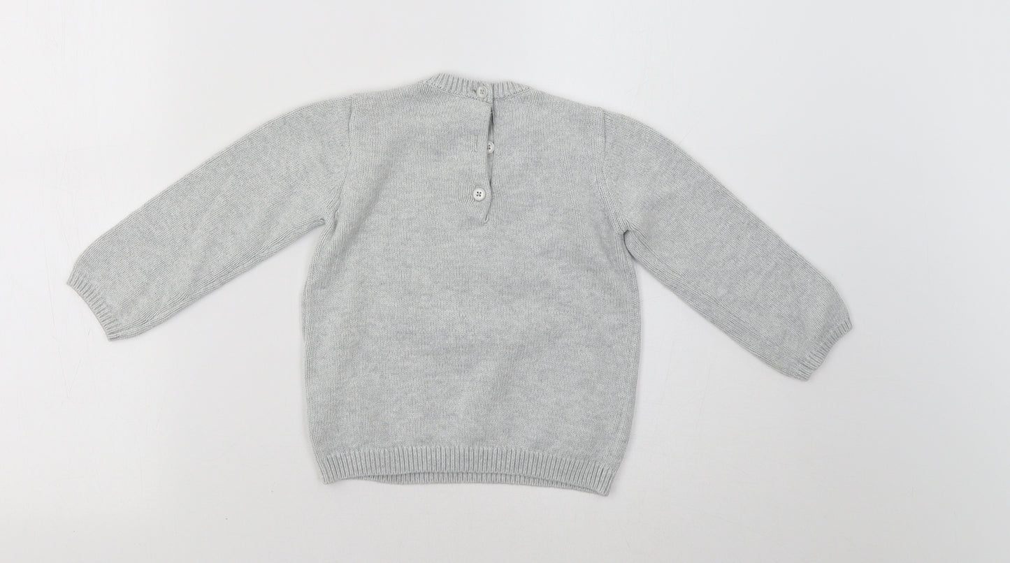 mamas & papas Boys Grey   Pullover Jumper Size 2-3 Years  - Penguin Christmas