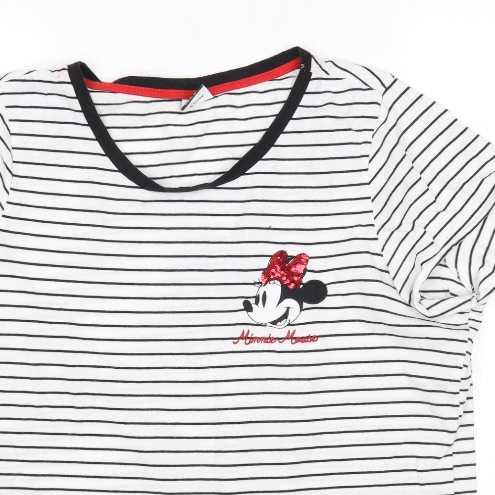 George Womens Multicoloured Striped  Top Pyjama Top Size 16  - Minnie Mouse