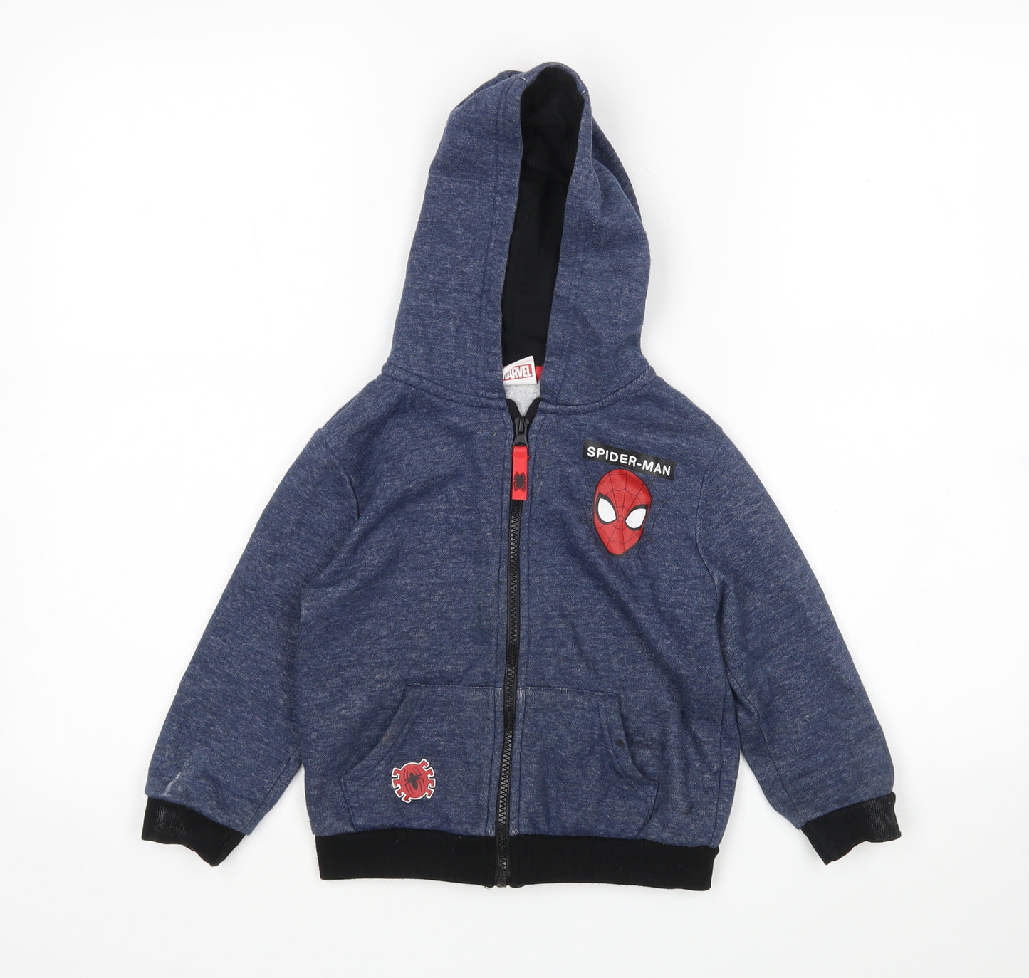 Primark Boys Blue   Full Zip Hoodie Size 4-5 Years  - Spiderman