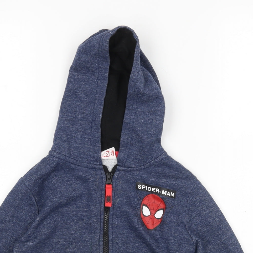 Primark Boys Blue   Full Zip Hoodie Size 4-5 Years  - Spiderman
