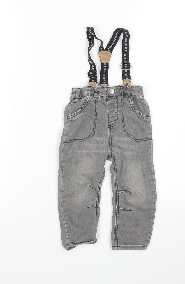 George Boys Grey Jeans Size 12-18 Months - Suspenders