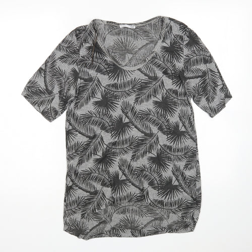 Zara Womens Grey Floral  Basic T-Shirt Size S