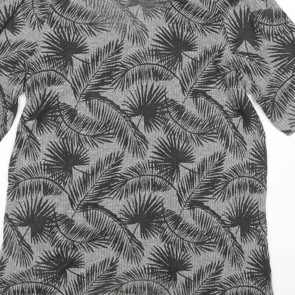 Zara Womens Grey Floral  Basic T-Shirt Size S