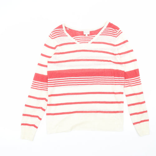 EAST Womens White Striped  Basic T-Shirt Size XS