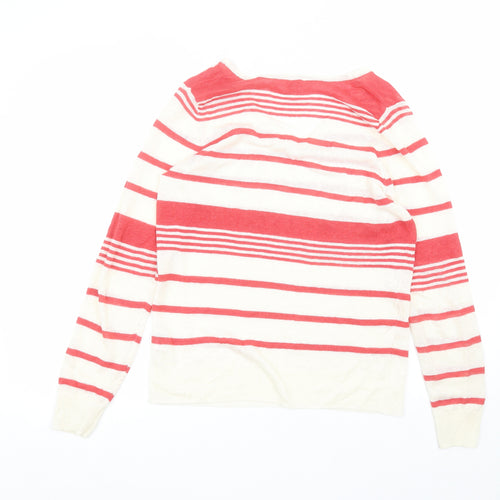 EAST Womens White Striped  Basic T-Shirt Size XS