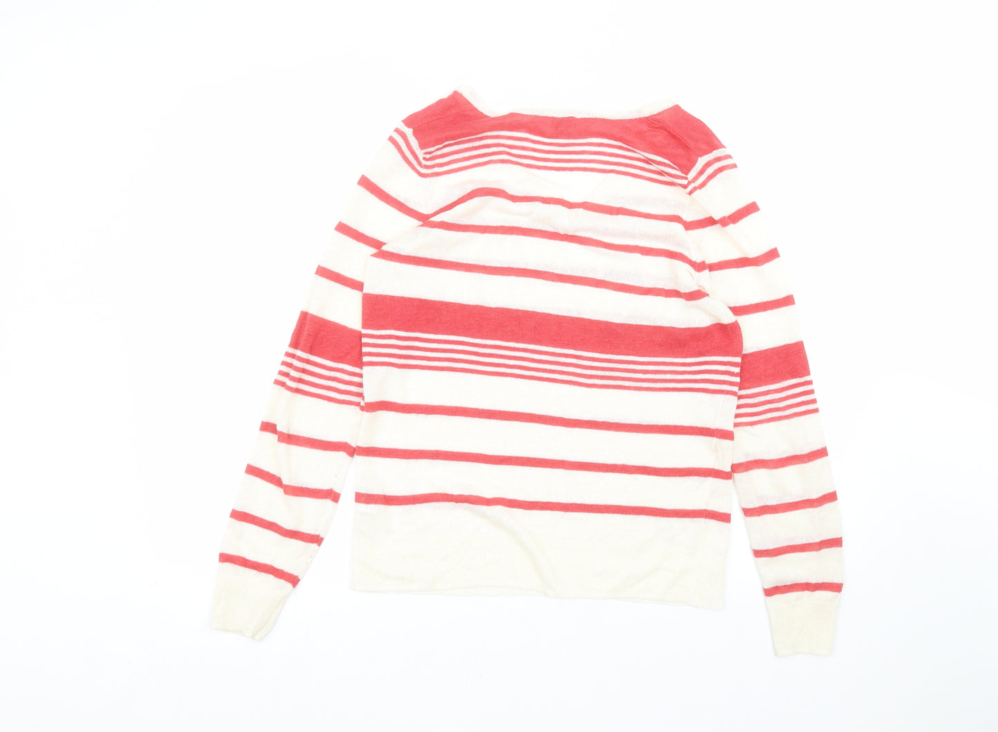 EAST Womens White Striped  Basic T-Shirt Size XS