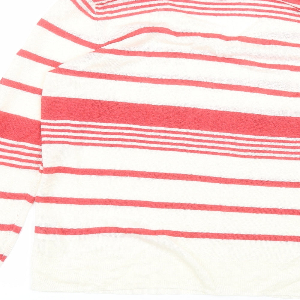 EAST Womens White Striped  Basic T-Shirt Size XS