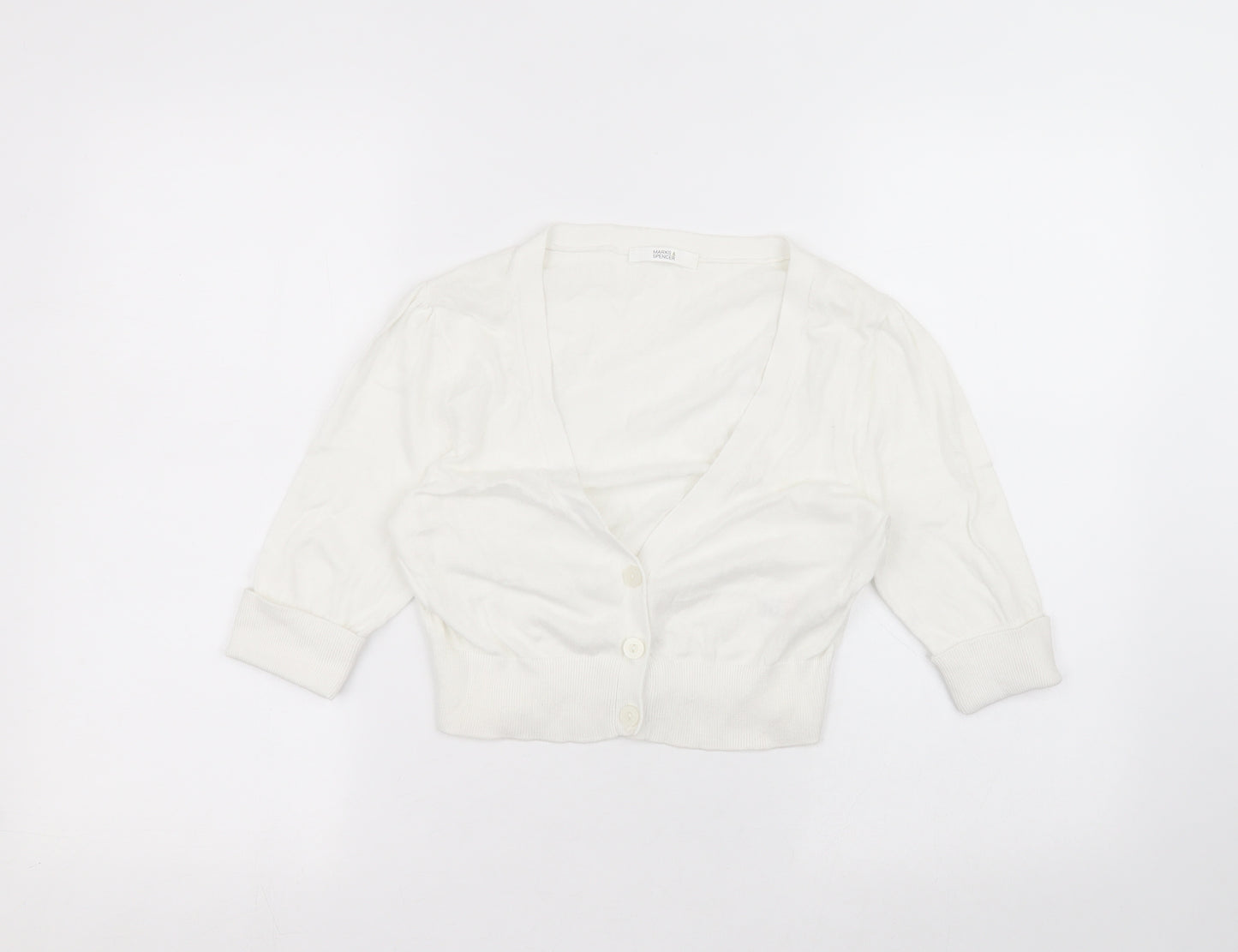 Marks and Spencer Womens White   Cardigan Jumper Size 10