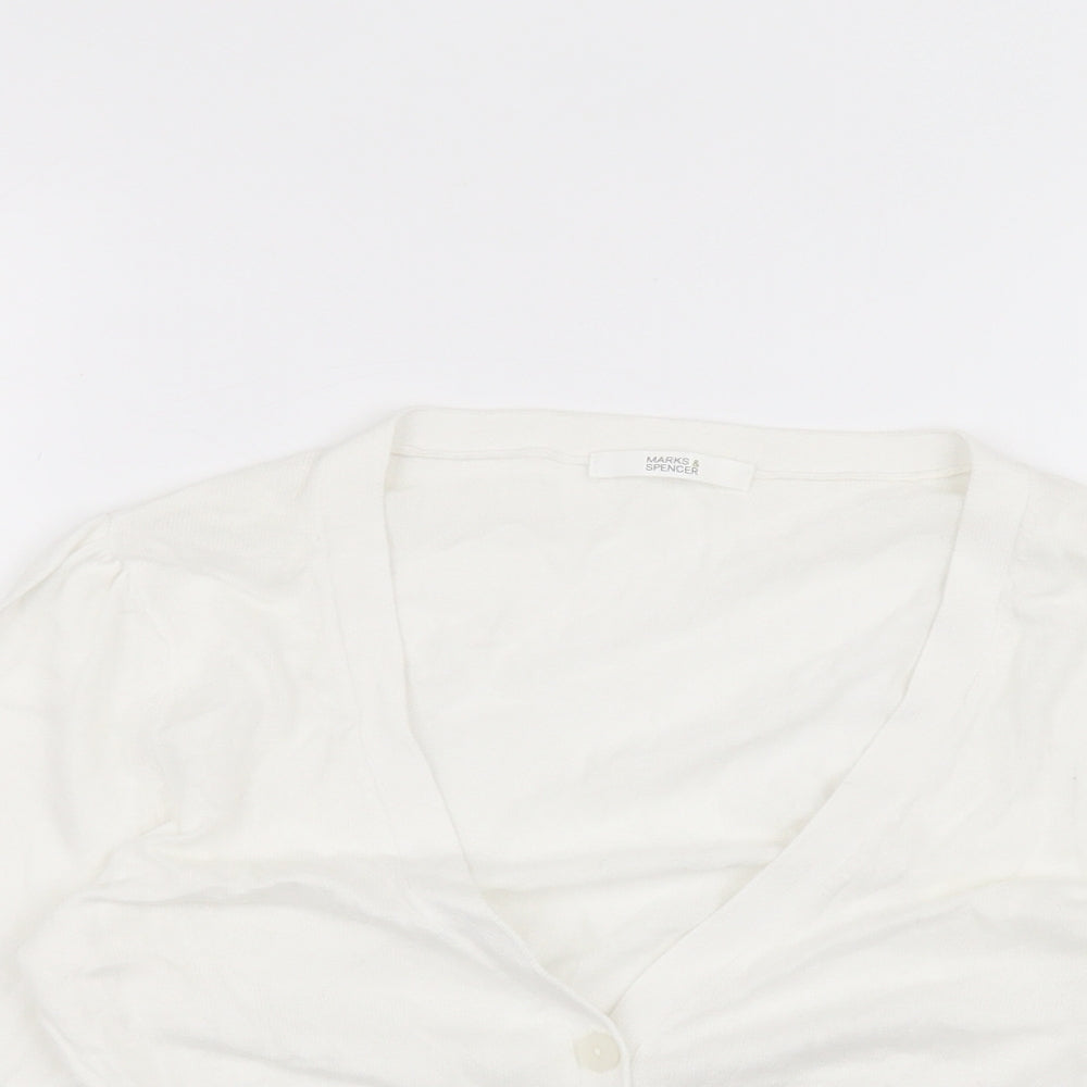 Marks and Spencer Womens White   Cardigan Jumper Size 10