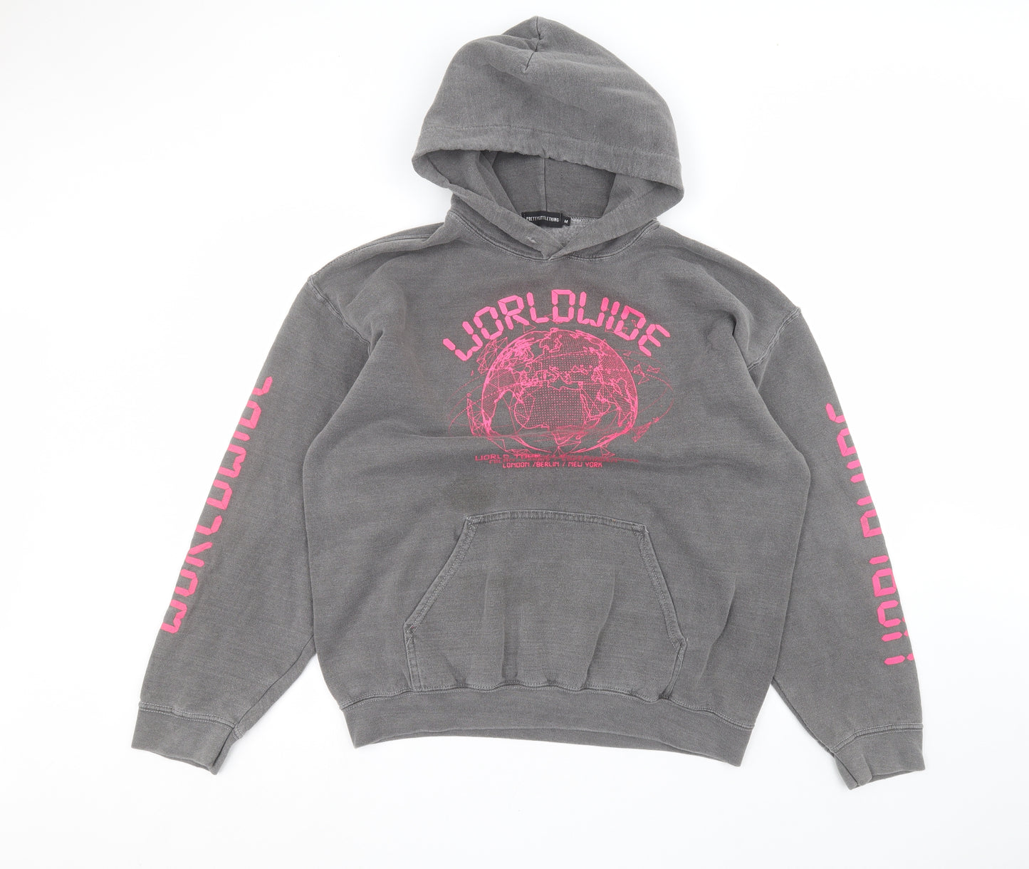 PRETTYLITTLETHING Mens Black   Pullover Hoodie Size M