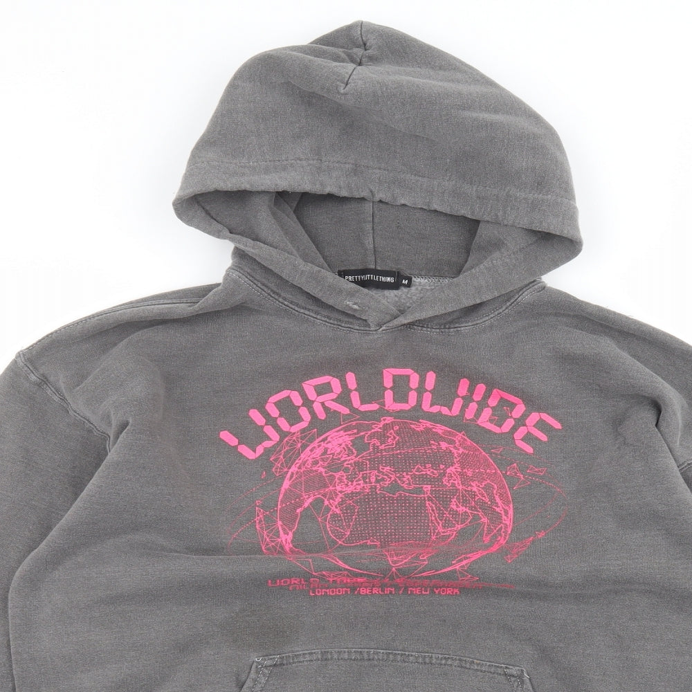 PRETTYLITTLETHING Mens Black   Pullover Hoodie Size M