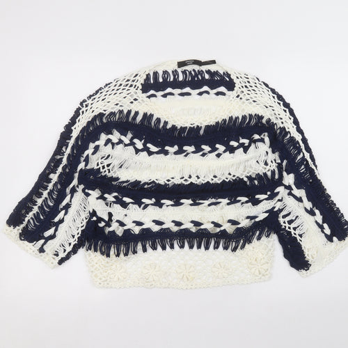 Joanna Hope Womens White Striped  Pullover Jumper Size 16