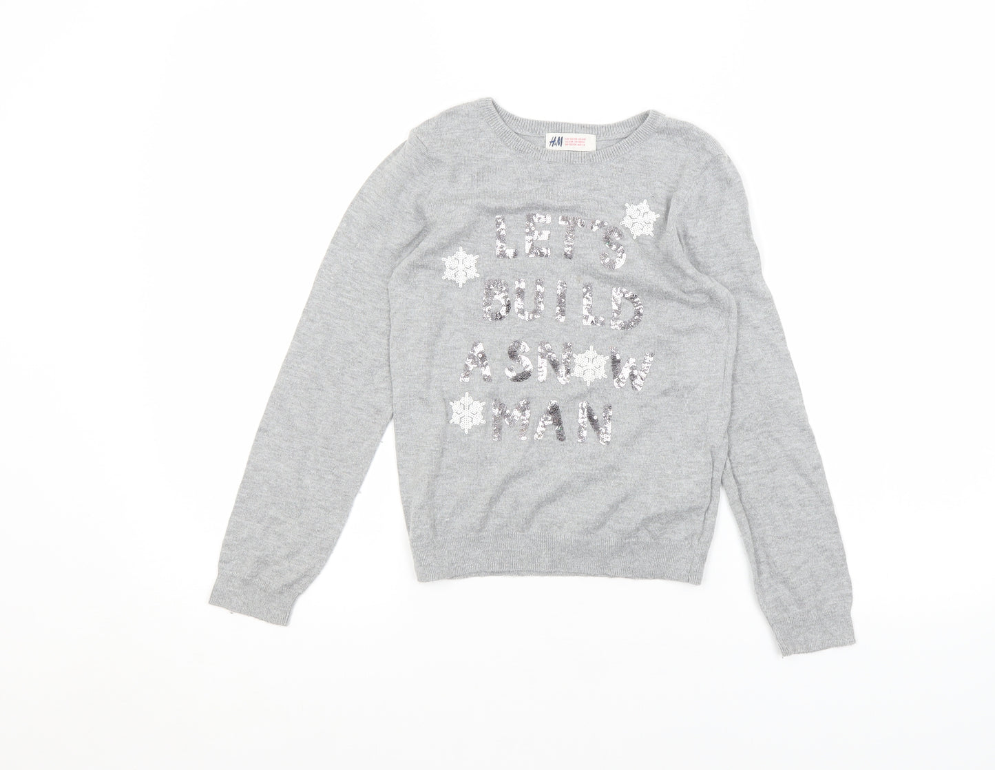 H&M Girls Grey   Pullover Jumper Size 7-8 Years