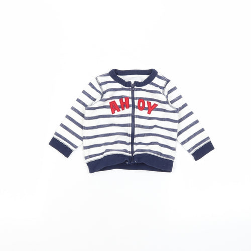 Matalan Baby White Striped  Full Zip Jumper Size 3-6 Months