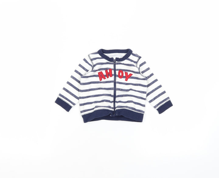 Matalan Baby White Striped  Full Zip Jumper Size 3-6 Months