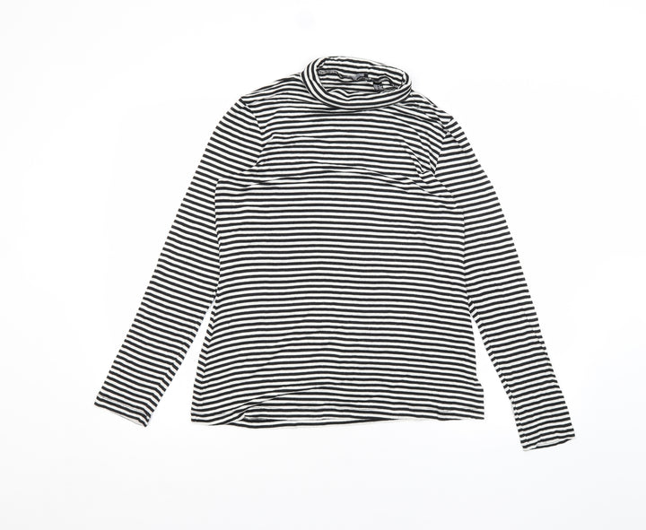 ESMARA Womens White Striped Basic T-Shirt Size M