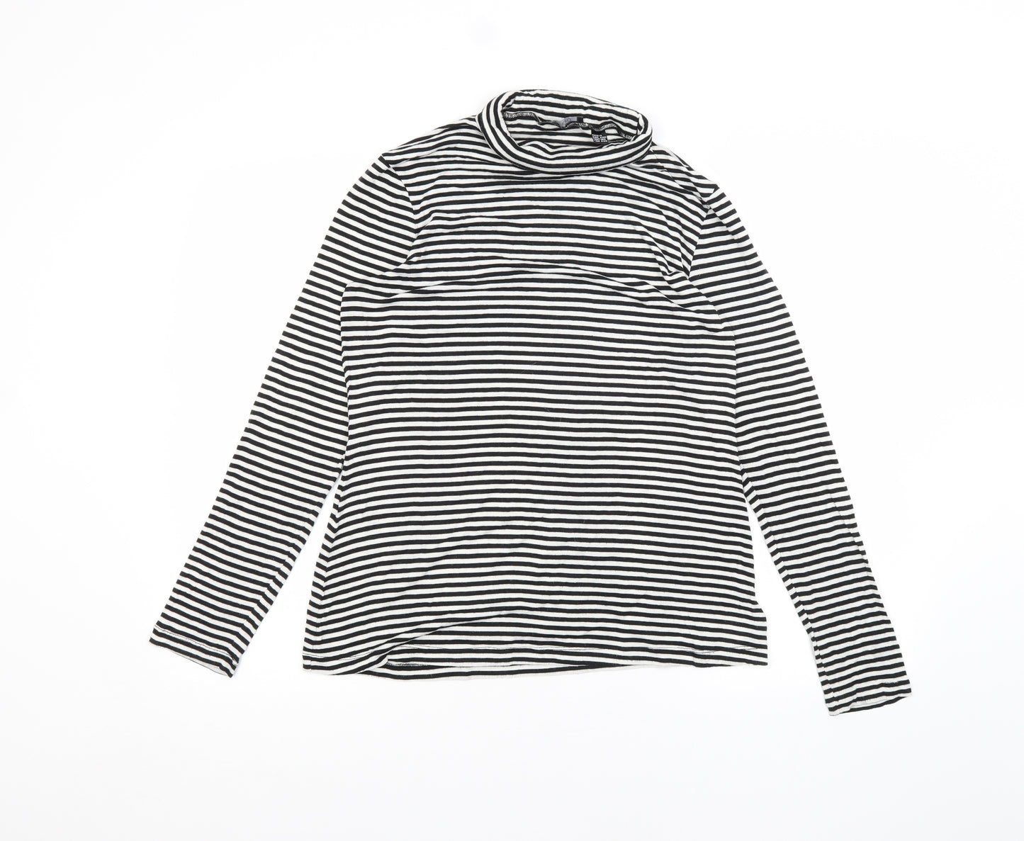 ESMARA Womens White Striped  Basic T-Shirt Size M
