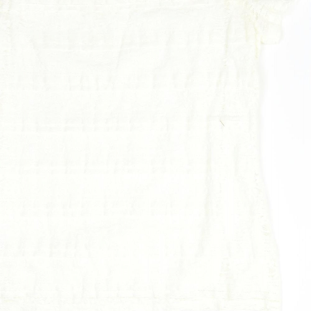 Preworn Womens White Floral  Basic T-Shirt Size 14