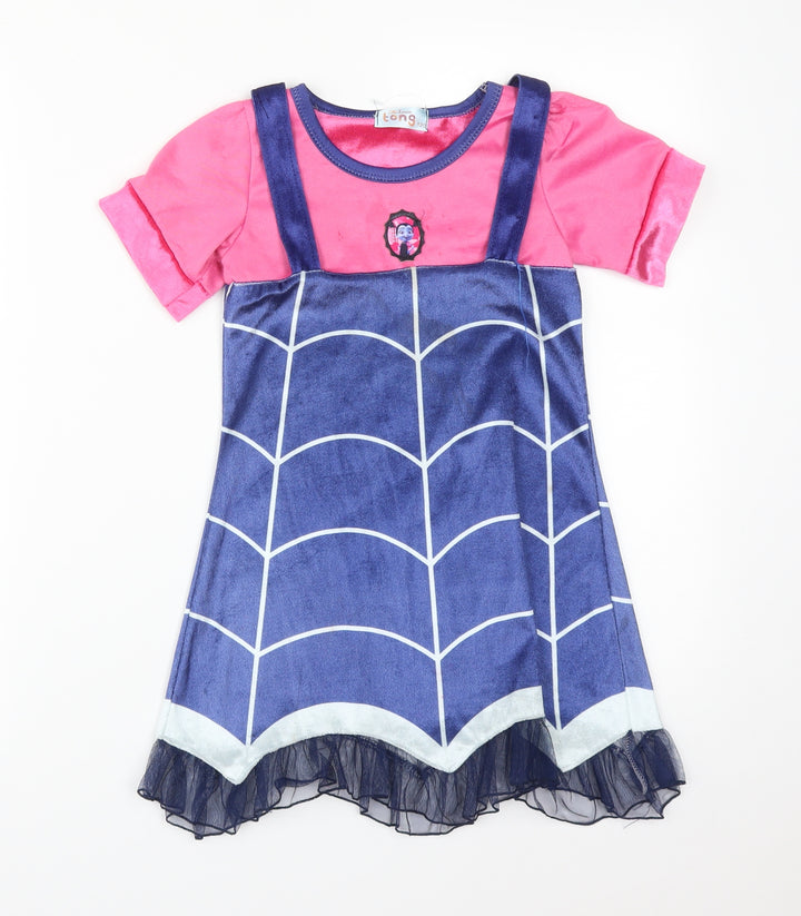 TONG Girls Multicoloured Striped  A-Line  Size 7 Years  - FANCY DRESS