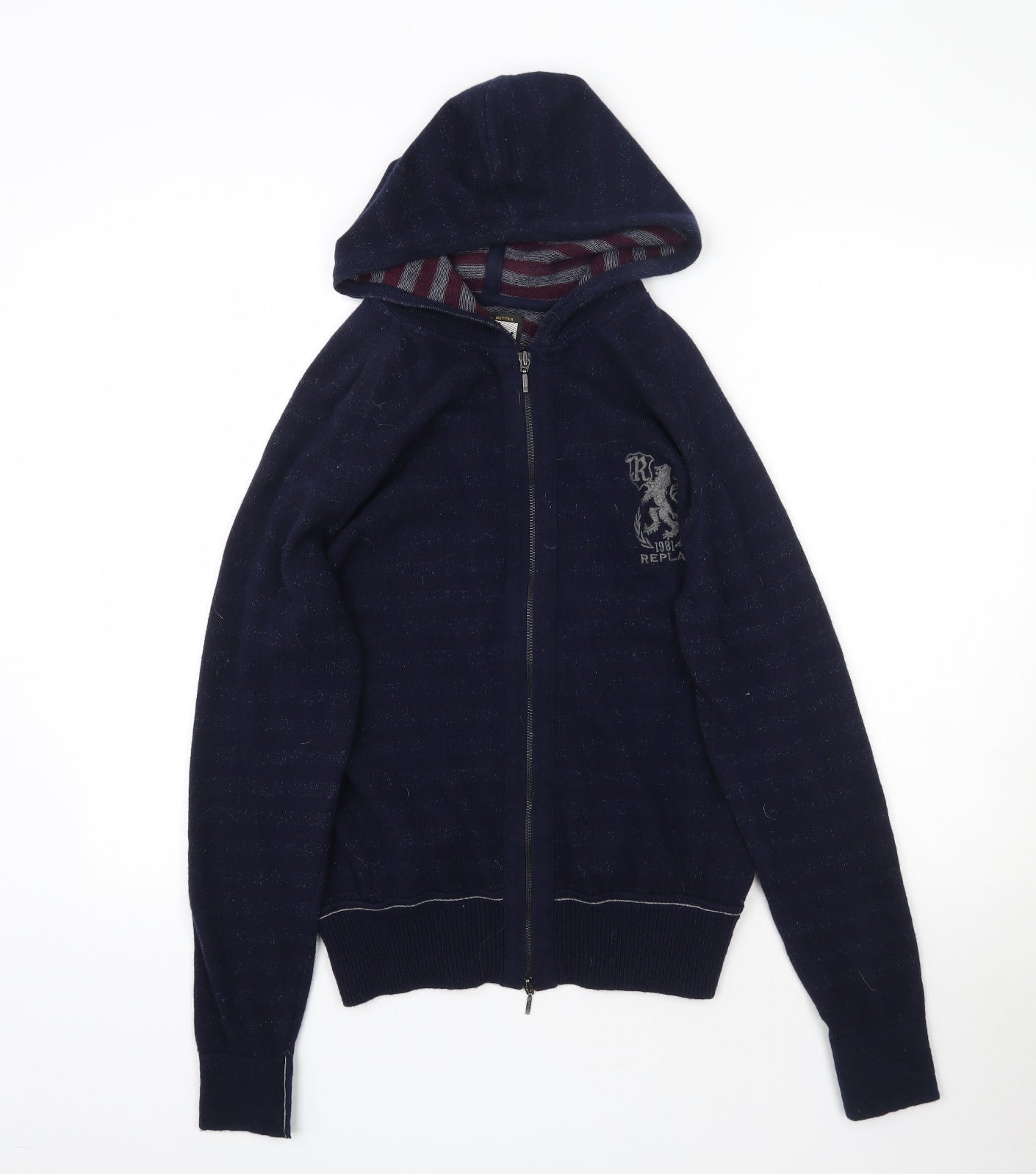 Replay Womens Blue  Knit Full Zip Hoodie Size M