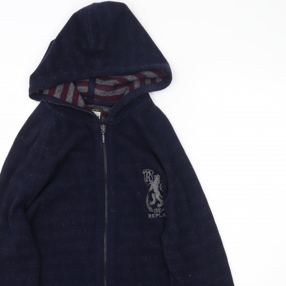 Replay Womens Blue  Knit Full Zip Hoodie Size M